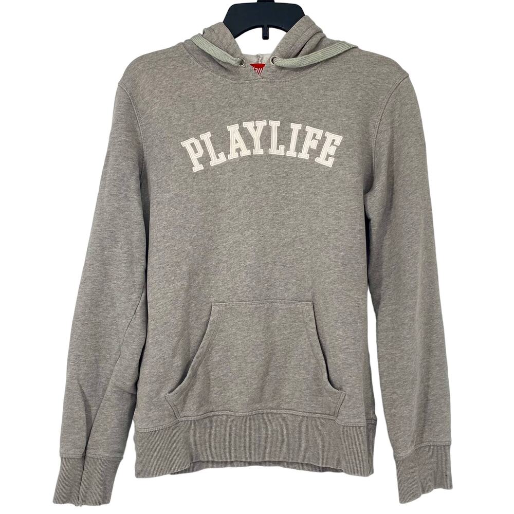 Benetton Playlife Logo Gray Drawstring Hoodie from Italy See Size Measurements